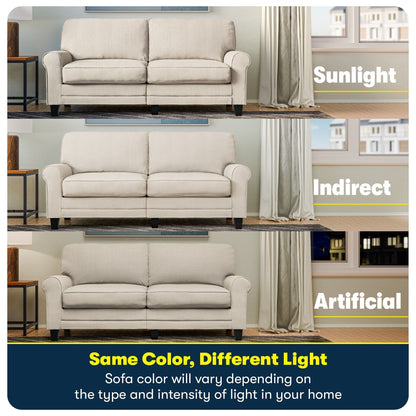 Canapé Serta Copenhagen 73 à accoudoirs roulés, polyester facile d'entretien, dossier moelleux, coussins d'assise à ressorts ensachés