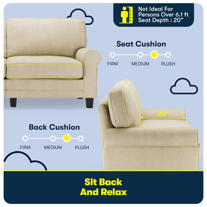 Canapé Serta Copenhagen 73 à accoudoirs roulés, polyester facile d'entretien, dossier moelleux, coussins d'assise à ressorts ensachés