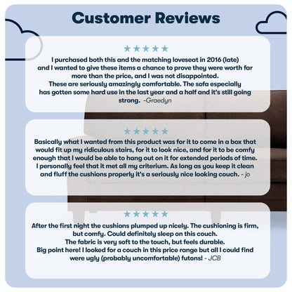 Canapé Serta Copenhagen 73 à accoudoirs roulés, polyester facile d'entretien, dossier moelleux, coussins d'assise à ressorts ensachés