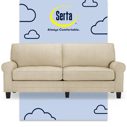 Canapé Serta Copenhagen 78 à accoudoirs roulés, polyester facile d'entretien, dossier moelleux, coussins d'assise à ressorts ensachés