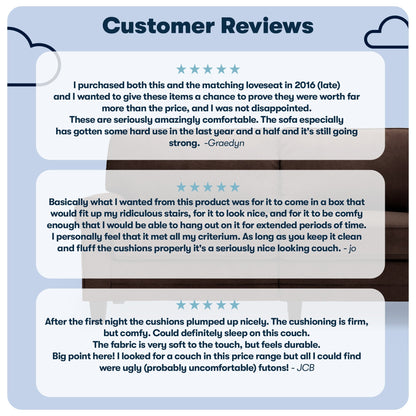 Canapé Serta Copenhagen 78 à accoudoirs roulés, polyester facile d'entretien, dossier moelleux, coussins d'assise à ressorts ensachés