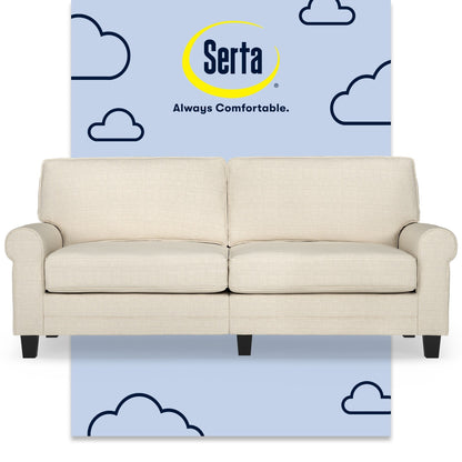 Canapé Serta Copenhagen 78 à accoudoirs roulés, polyester facile d'entretien, dossier moelleux, coussins d'assise à ressorts ensachés