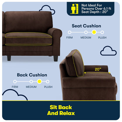 Canapé Serta Copenhagen 78 à accoudoirs roulés, polyester facile d'entretien, dossier moelleux, coussins d'assise à ressorts ensachés