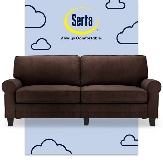 Canapé Serta Copenhagen 78 à accoudoirs roulés, polyester facile d'entretien, dossier moelleux, coussins d'assise à ressorts ensachés