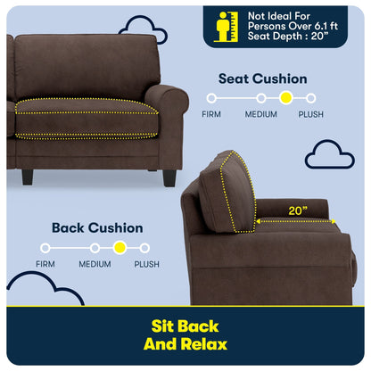 Canapé Serta Copenhagen 78 à accoudoirs roulés, polyester facile d'entretien, dossier moelleux, coussins d'assise à ressorts ensachés