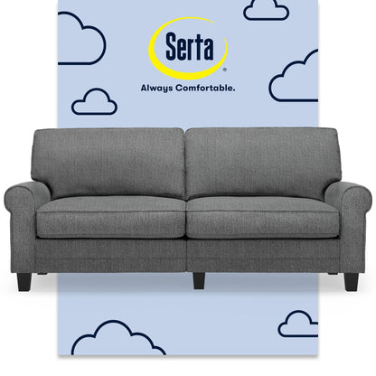 Canapé Serta Copenhagen 78 à accoudoirs roulés, polyester facile d'entretien, dossier moelleux, coussins d'assise à ressorts ensachés