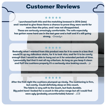 Canapé Serta Copenhagen 78 à accoudoirs roulés, polyester facile d'entretien, dossier moelleux, coussins d'assise à ressorts ensachés