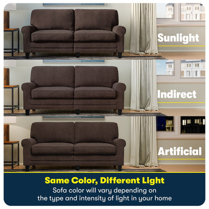 Canapé Serta Copenhagen 78 à accoudoirs roulés, polyester facile d'entretien, dossier moelleux, coussins d'assise à ressorts ensachés