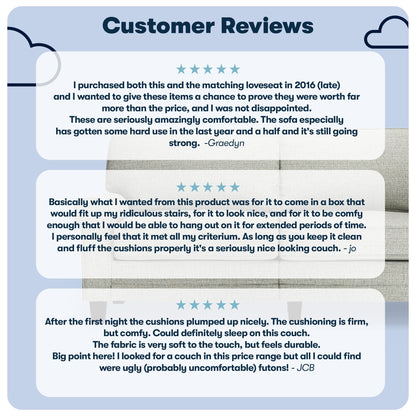 Canapé Serta Copenhagen 78 à accoudoirs roulés, polyester facile d'entretien, dossier moelleux, coussins d'assise à ressorts ensachés