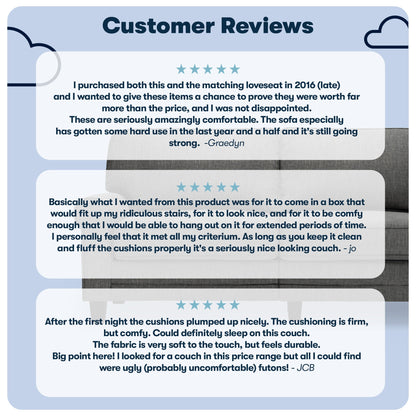 Canapé Serta Copenhagen 78 à accoudoirs roulés, polyester facile d'entretien, dossier moelleux, coussins d'assise à ressorts ensachés