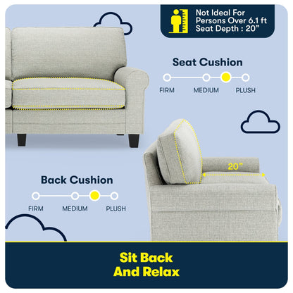 Canapé Serta Copenhagen 78 à accoudoirs roulés, polyester facile d'entretien, dossier moelleux, coussins d'assise à ressorts ensachés