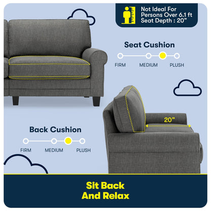 Canapé Serta Copenhagen 78 à accoudoirs roulés, polyester facile d'entretien, dossier moelleux, coussins d'assise à ressorts ensachés