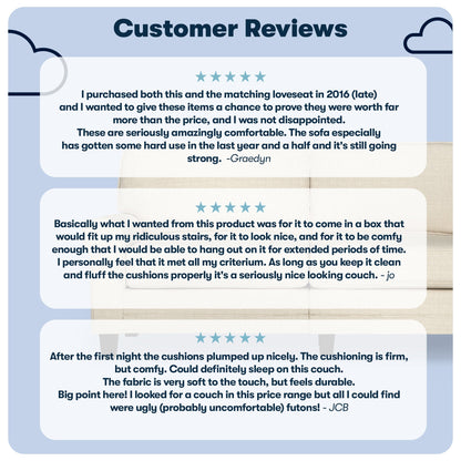 Canapé Serta Copenhagen 78 à accoudoirs roulés, polyester facile d'entretien, dossier moelleux, coussins d'assise à ressorts ensachés