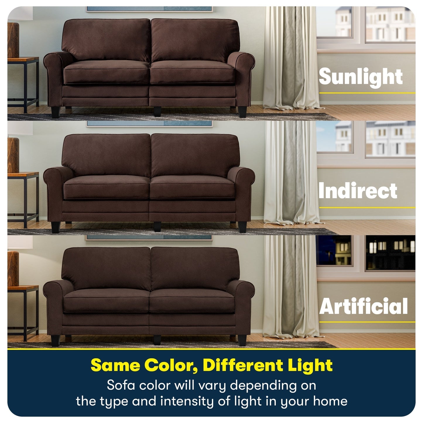 Canapé Serta Copenhagen 78 à accoudoirs roulés, polyester facile d'entretien, dossier moelleux, coussins d'assise à ressorts ensachés