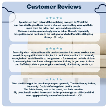 Canapé Serta Copenhagen 78 à accoudoirs roulés, polyester facile d'entretien, dossier moelleux, coussins d'assise à ressorts ensachés