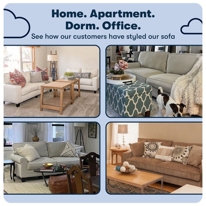 Canapé Serta Copenhagen 78 à accoudoirs roulés, polyester facile d'entretien, dossier moelleux, coussins d'assise à ressorts ensachés