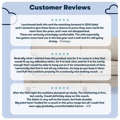 Canapé Serta Copenhagen 78 à accoudoirs roulés, polyester facile d'entretien, dossier moelleux, coussins d'assise à ressorts ensachés