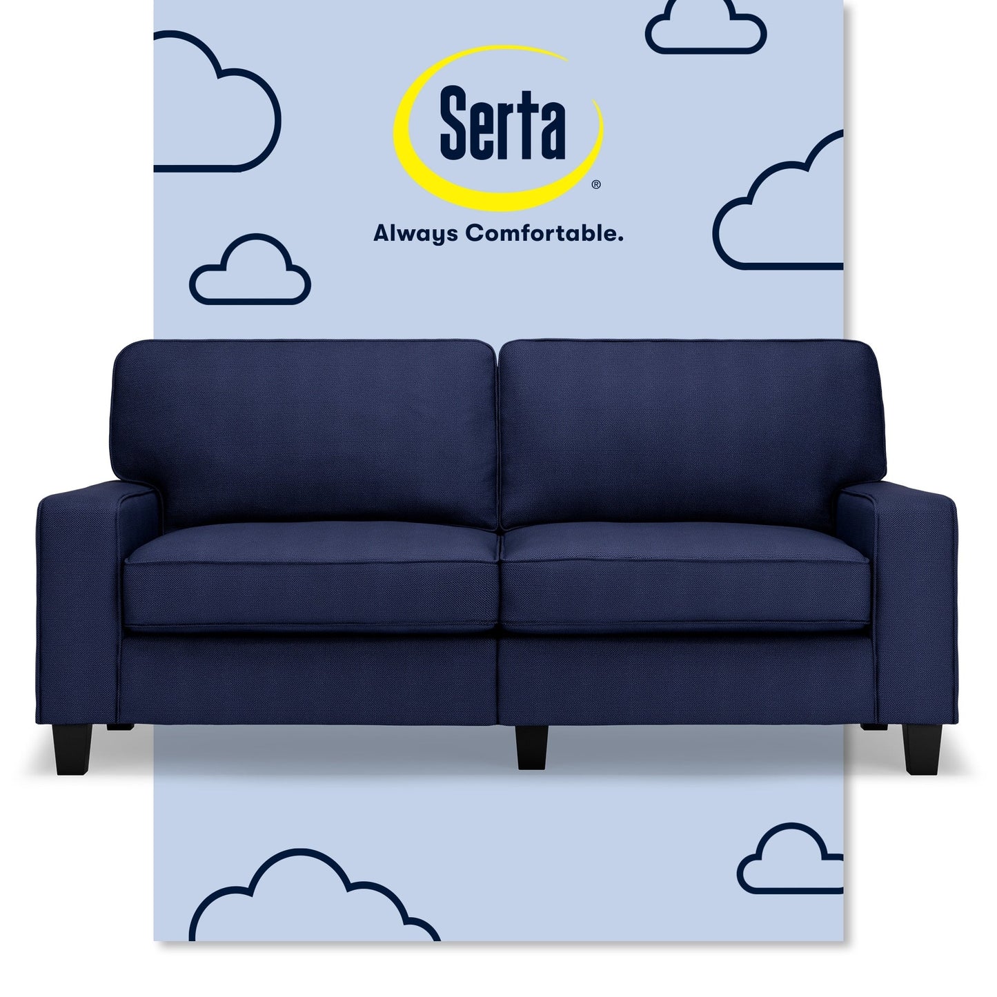 Canapé Serta Palisades 73 avec accoudoirs droits, polyester facile d'entretien, dossier moelleux et coussins d'assise à ressorts ensachés