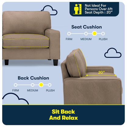 Canapé Serta Palisades 73 avec accoudoirs droits, polyester facile d'entretien, dossier moelleux et coussins d'assise à ressorts ensachés