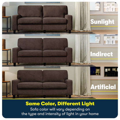 Canapé Serta Palisades 73 avec accoudoirs droits, polyester facile d'entretien, dossier moelleux et coussins d'assise à ressorts ensachés