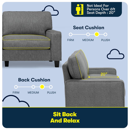 Canapé Serta Palisades 73 avec accoudoirs droits, polyester facile d'entretien, dossier moelleux et coussins d'assise à ressorts ensachés