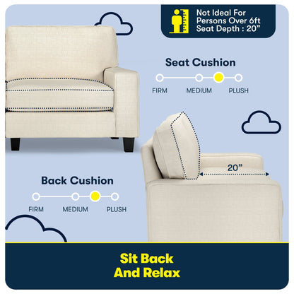 Canapé Serta Palisades 73 avec accoudoirs droits, polyester facile d'entretien, dossier moelleux et coussins d'assise à ressorts ensachés