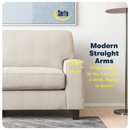 Canapé Serta Palisades 73 avec accoudoirs droits, polyester facile d'entretien, dossier moelleux et coussins d'assise à ressorts ensachés