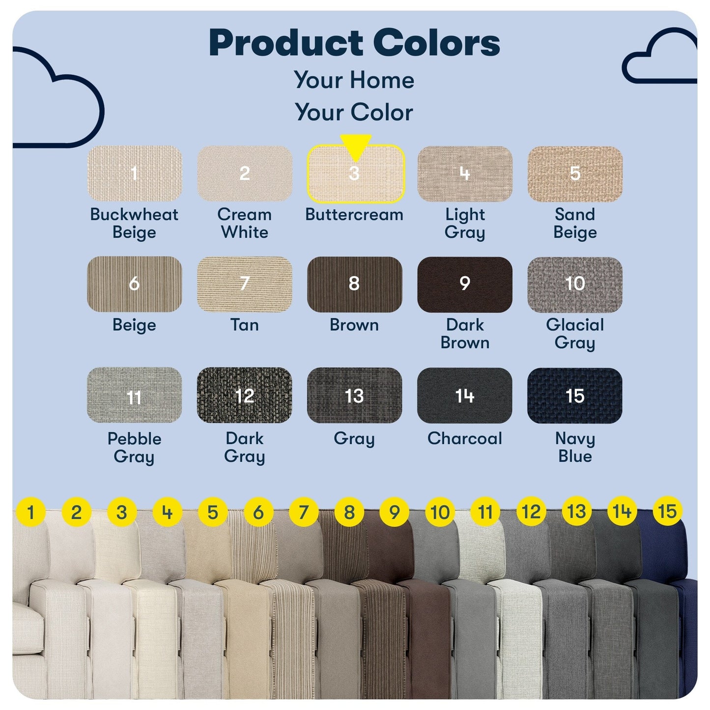 Canapé Serta Palisades 73 avec accoudoirs droits, polyester facile d'entretien, dossier moelleux et coussins d'assise à ressorts ensachés