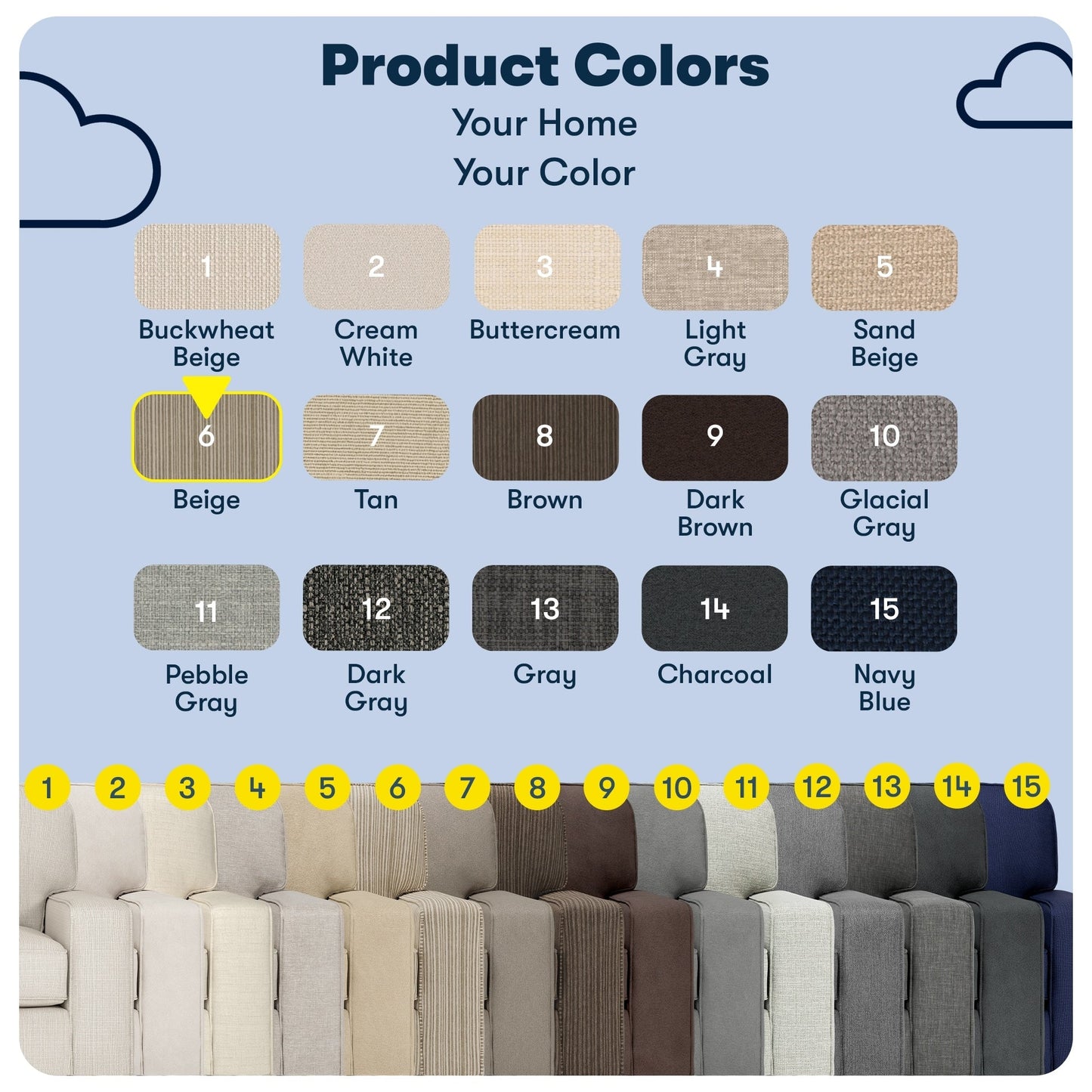 Canapé Serta Palisades 73 avec accoudoirs droits, polyester facile d'entretien, dossier moelleux et coussins d'assise à ressorts ensachés