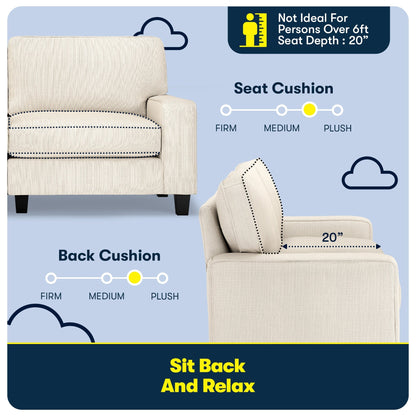 Canapé Serta Palisades 73 avec accoudoirs droits, polyester facile d'entretien, dossier moelleux et coussins d'assise à ressorts ensachés