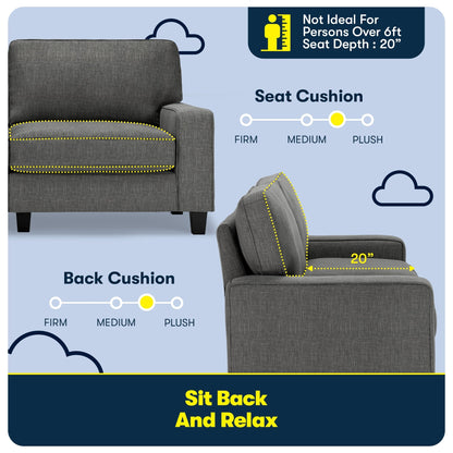 Canapé Serta Palisades 73 avec accoudoirs droits, polyester facile d'entretien, dossier moelleux et coussins d'assise à ressorts ensachés