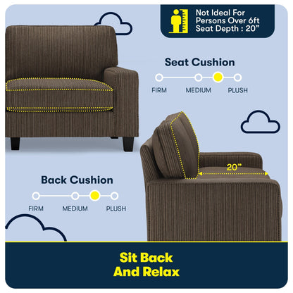 Canapé Serta Palisades 73 avec accoudoirs droits, polyester facile d'entretien, dossier moelleux et coussins d'assise à ressorts ensachés