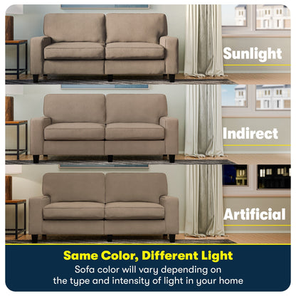 Canapé Serta Palisades 73 avec accoudoirs droits, polyester facile d'entretien, dossier moelleux et coussins d'assise à ressorts ensachés