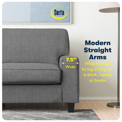 Canapé Serta Palisades 73 avec accoudoirs droits, polyester facile d'entretien, dossier moelleux et coussins d'assise à ressorts ensachés