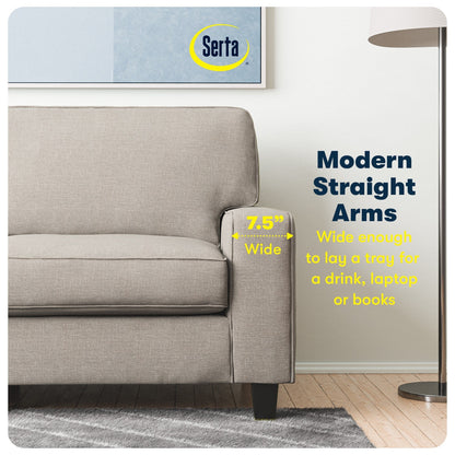 Canapé Serta Palisades 73 avec accoudoirs droits, polyester facile d'entretien, dossier moelleux et coussins d'assise à ressorts ensachés