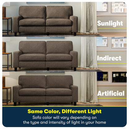 Canapé Serta Palisades 73 avec accoudoirs droits, polyester facile d'entretien, dossier moelleux et coussins d'assise à ressorts ensachés