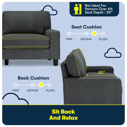 Canapé Serta Palisades 73 avec accoudoirs droits, polyester facile d'entretien, dossier moelleux et coussins d'assise à ressorts ensachés