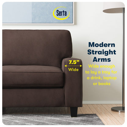 Canapé Serta Palisades 73 avec accoudoirs droits, polyester facile d'entretien, dossier moelleux et coussins d'assise à ressorts ensachés