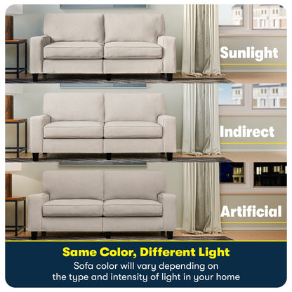 Canapé Serta Palisades 73 avec accoudoirs droits, polyester facile d'entretien, dossier moelleux et coussins d'assise à ressorts ensachés