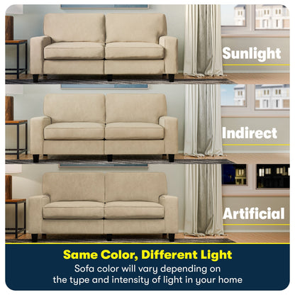 Canapé Serta Palisades 73 avec accoudoirs droits, polyester facile d'entretien, dossier moelleux et coussins d'assise à ressorts ensachés