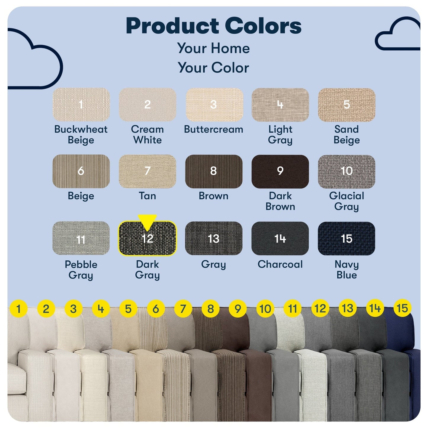 Canapé Serta Palisades 73 avec accoudoirs droits, polyester facile d'entretien, dossier moelleux et coussins d'assise à ressorts ensachés