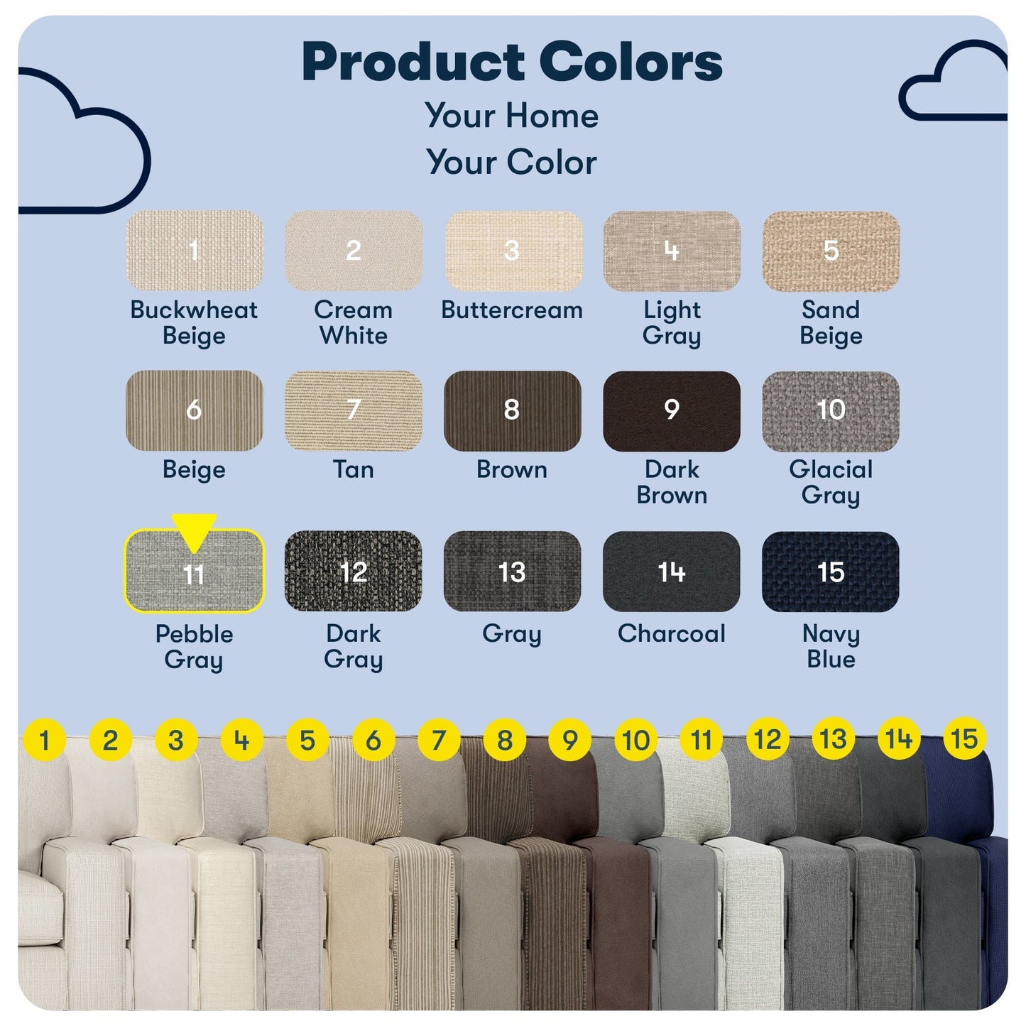 Canapé Serta Palisades 73 avec accoudoirs droits, polyester facile d'entretien, dossier moelleux et coussins d'assise à ressorts ensachés