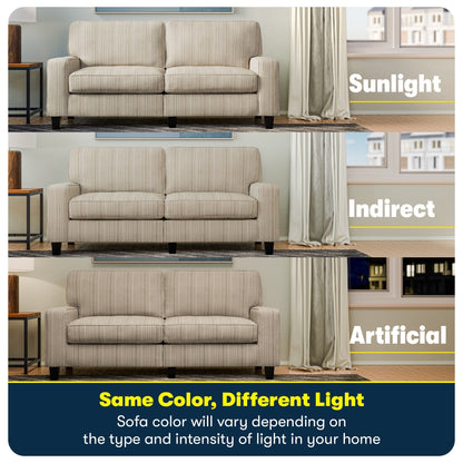 Canapé Serta Palisades 73 avec accoudoirs droits, polyester facile d'entretien, dossier moelleux et coussins d'assise à ressorts ensachés