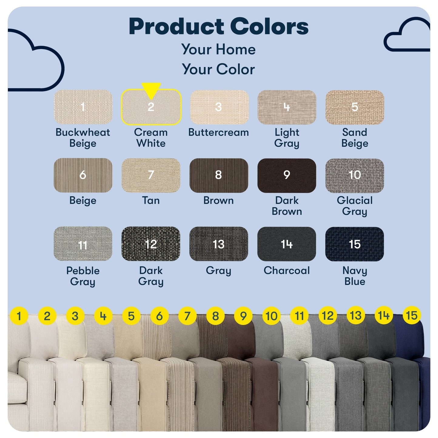 Canapé Serta Palisades 73 avec accoudoirs droits, polyester facile d'entretien, dossier moelleux et coussins d'assise à ressorts ensachés