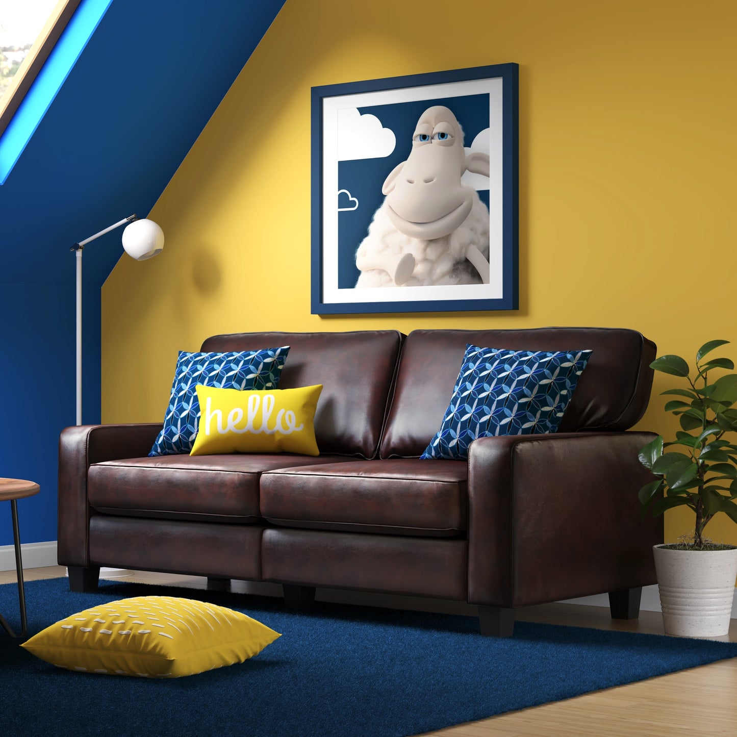 Canapé Serta Palisades 73 avec accoudoirs droits, polyester facile d'entretien, dossier moelleux et coussins d'assise à ressorts ensachés