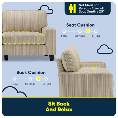 Canapé Serta Palisades 73 avec accoudoirs droits, polyester facile d'entretien, dossier moelleux et coussins d'assise à ressorts ensachés