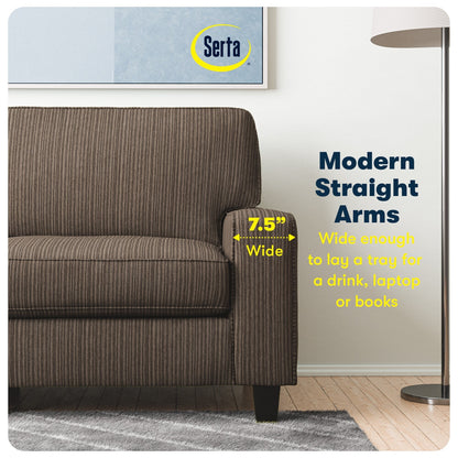 Canapé Serta Palisades 73 avec accoudoirs droits, polyester facile d'entretien, dossier moelleux et coussins d'assise à ressorts ensachés