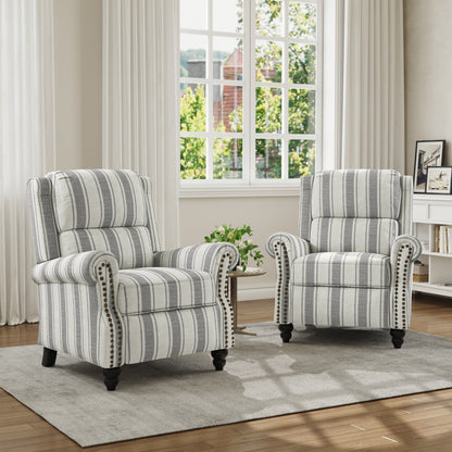 Fauteuil inclinable en cuir PU et lin à tête de clou du milieu du siècle