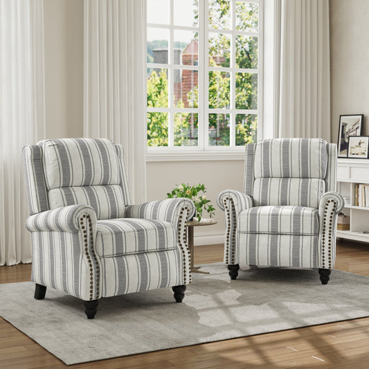 Fauteuil inclinable en cuir PU et lin à tête de clou du milieu du siècle