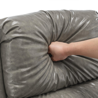 Fauteuil inclinable en cuir PU et lin à tête de clou du milieu du siècle